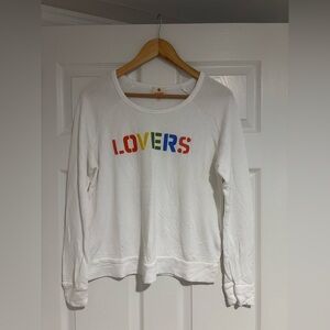 SUNDRY Lovers White Long Sleeve Sweatshirt NWOT in Size One
